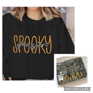 Halloween “Spooky” Deep Grey Large Long Sleeves Sweat Shirt Winter Brand New